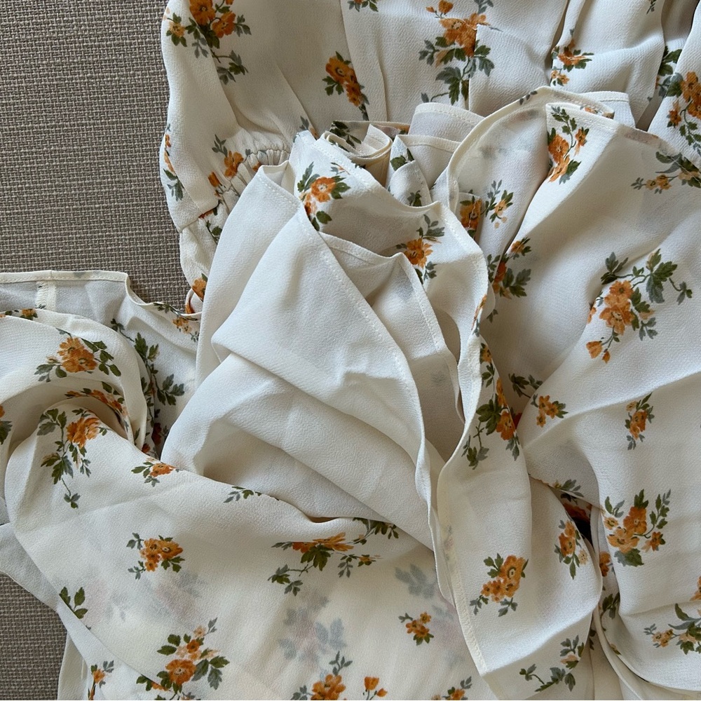 Reformation Farah Midi Dress Nicola Yellow Ivory Floral Summer Causal French - Picture 10 of 13